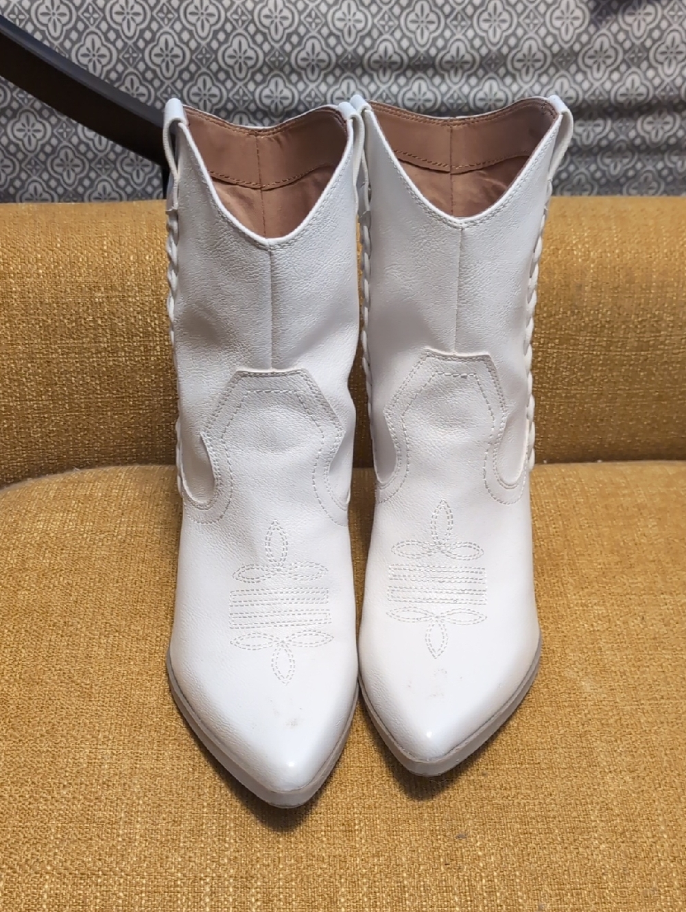 Dolce Vita White Leather Western Ankle Boots - Women's